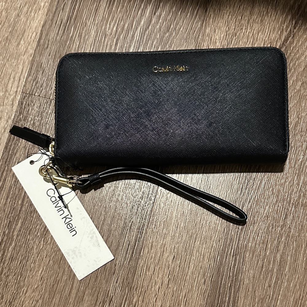 Calvin Klein Black Zip-Around Wristlet